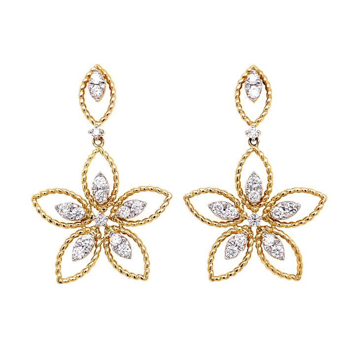 14K Diamond Flower Earrings