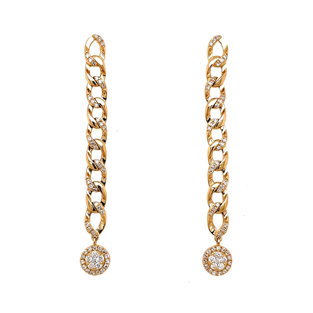 14K Linear Link Diamond Earrings