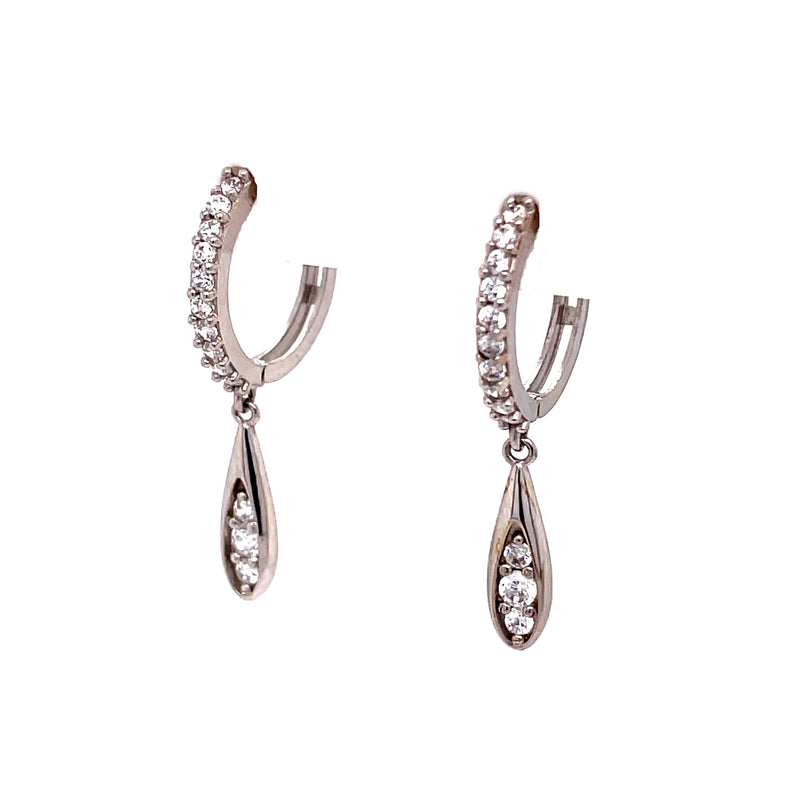14K Teardrop Charm Huggies