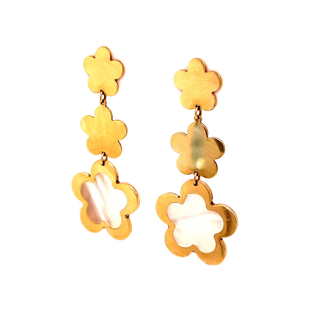 14K Flower Earrings with Mother-of-Pearl