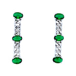 Oval Green Cuban Link Earrings