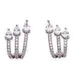 Three Tier Earrings With Cubic Zirconia