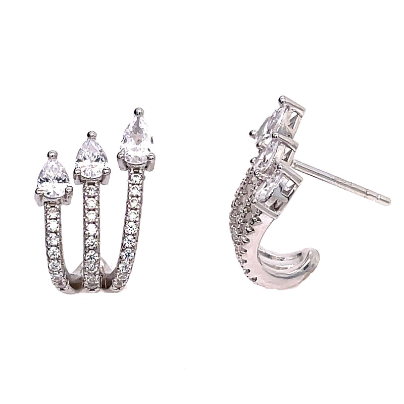 Three Tier Earrings With Cubic Zirconia