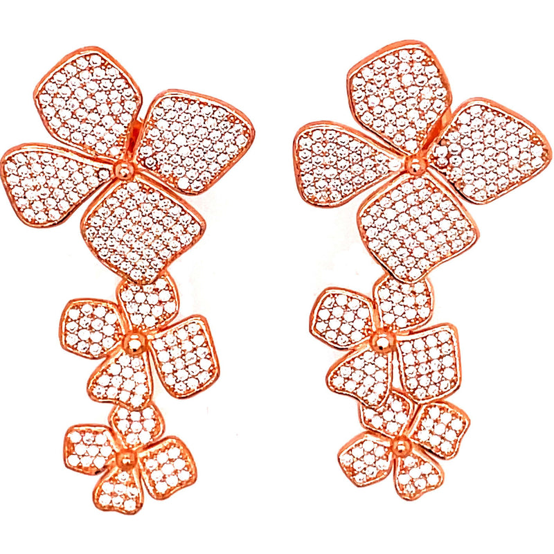 Rose Gold Dangling Flower Earring
