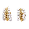 Triple Hoop Pearl and Rope Chain Earring