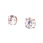 14K White Gold Studs With Round Cubic Zirconia