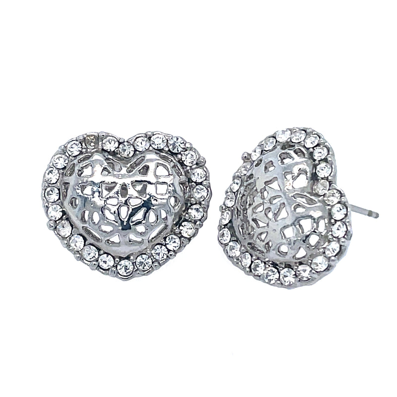 Large Geometric Heart Studs