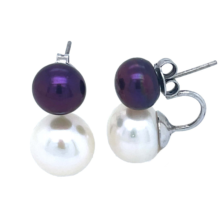 Periwinkle and Pearl Front-Back Earrings