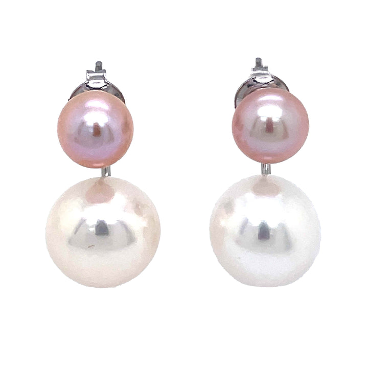Blush and Pearl Front-Back Earrings