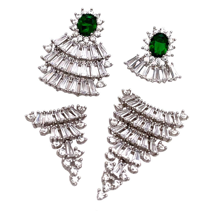 Three-Tier Baguette Earrings