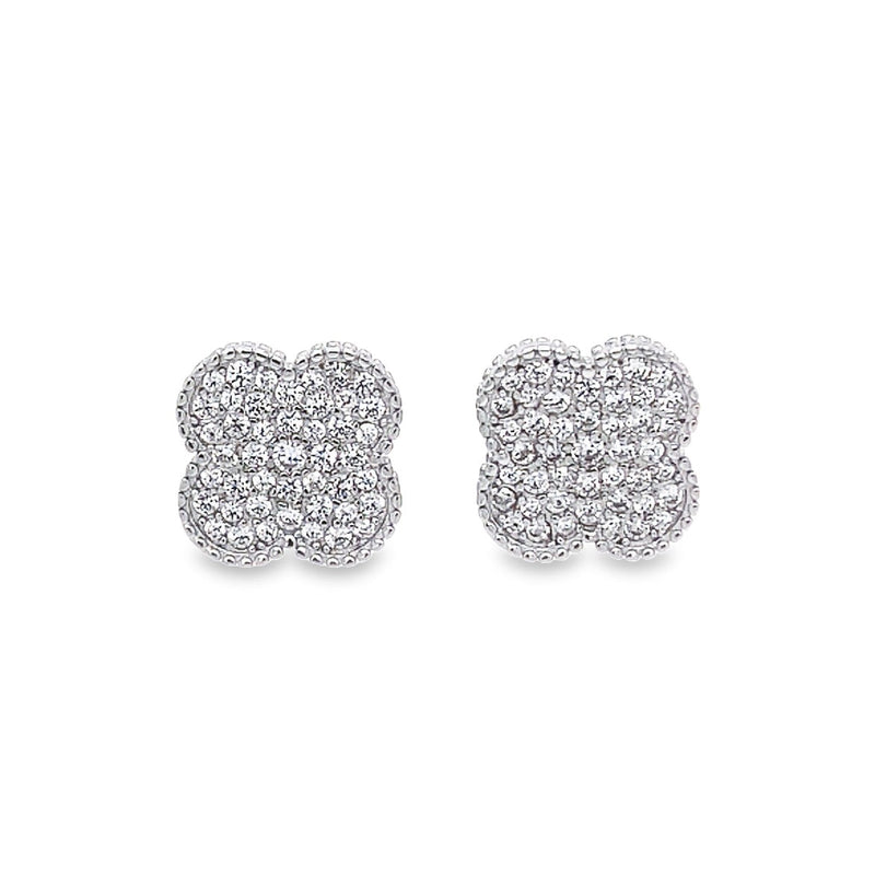Mini CZ Clover Stud in Silver