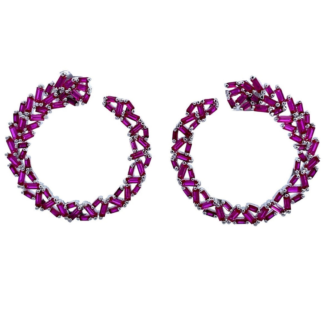 Open Hoop Ruby Earrings