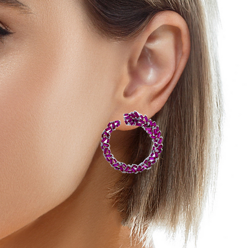 Open Hoop Ruby Earrings