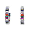 Rainbow Baguette Hoops in Silver