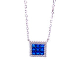 Blue Mini Square Chain Necklace