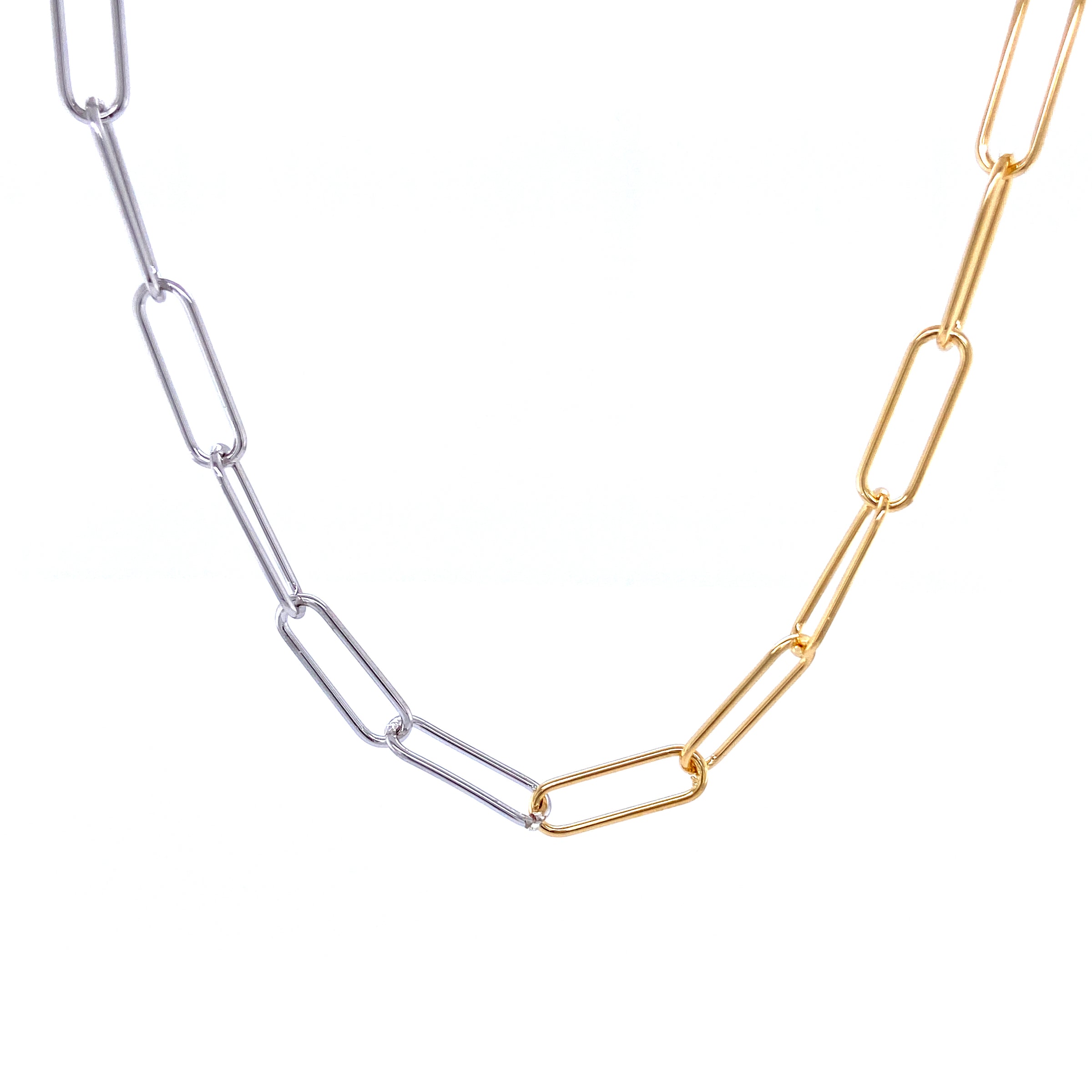 Two-Tone Double Paperclip Chain Necklace