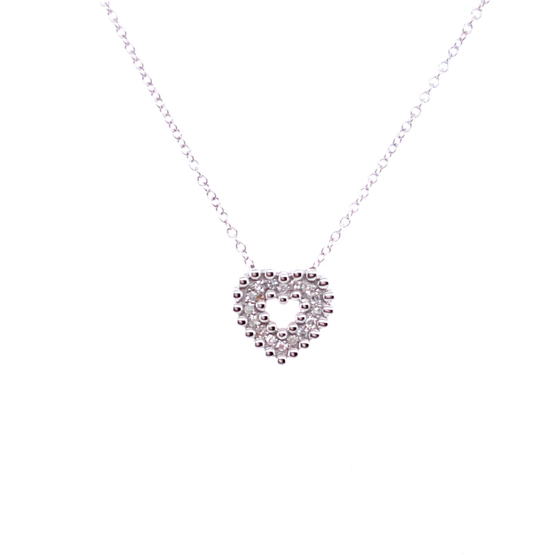 14K White Gold Diamond Heart Necklace