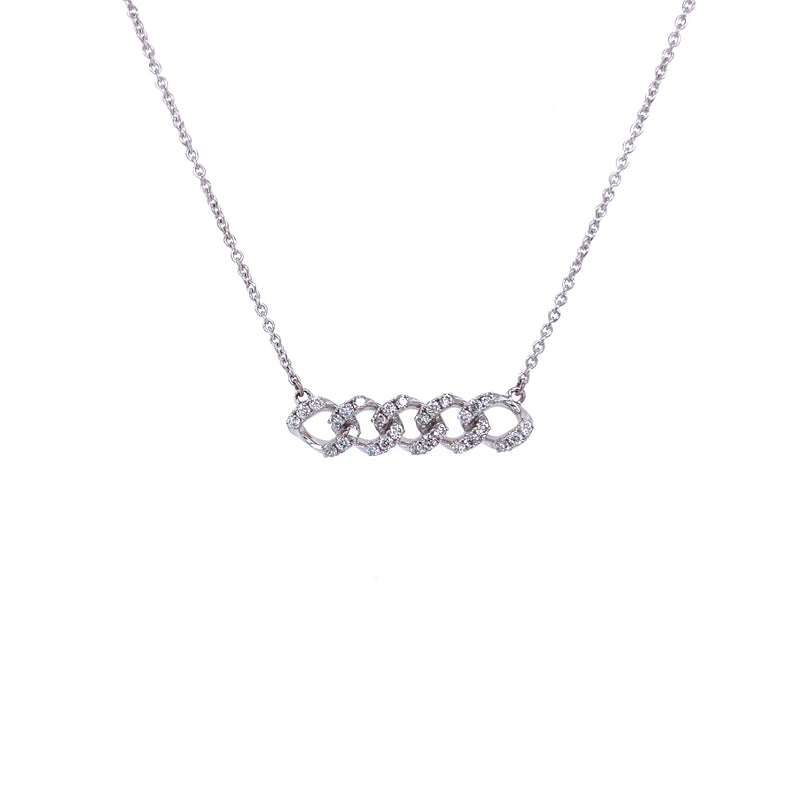 14K White Gold Diamond Cuban Link Necklace