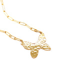 Link Necklace With Textured Butterfly