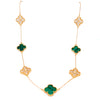 Green & Gold Ten Clover Necklace