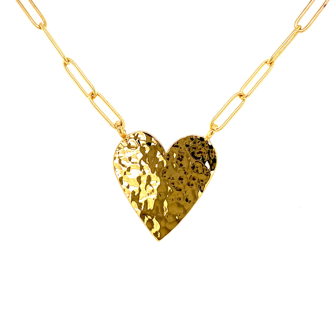 Link Necklace With Textured Heart