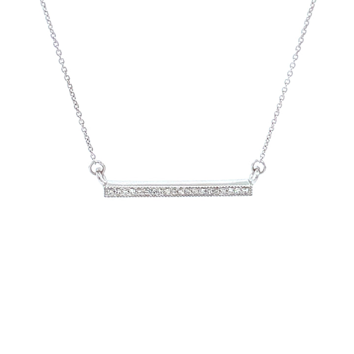 14K White Gold Diamond Bar Necklace