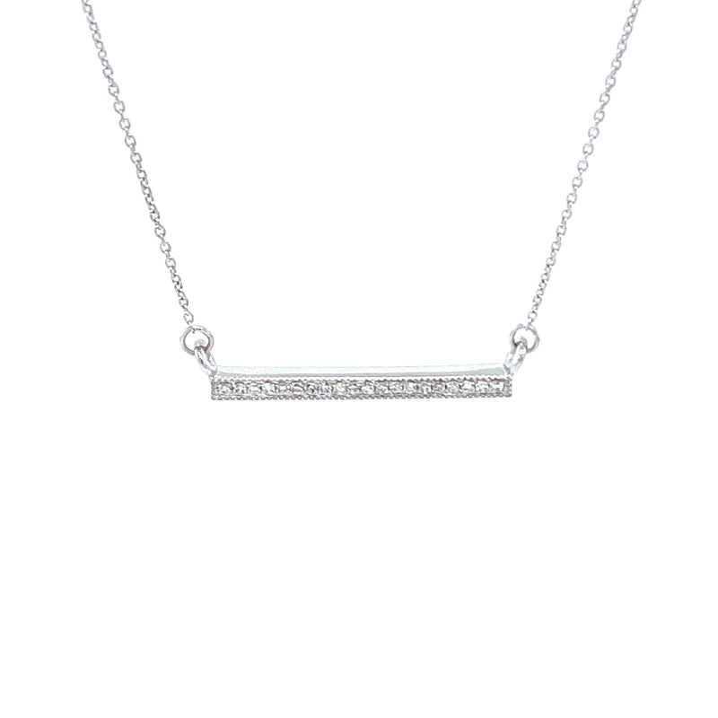 14K White Gold Diamond Bar Necklace