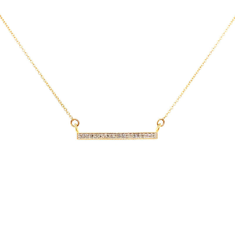 14K Gold Diamond Bar Necklace