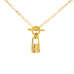 Mini Link Toggle Necklace With Lock Pendant