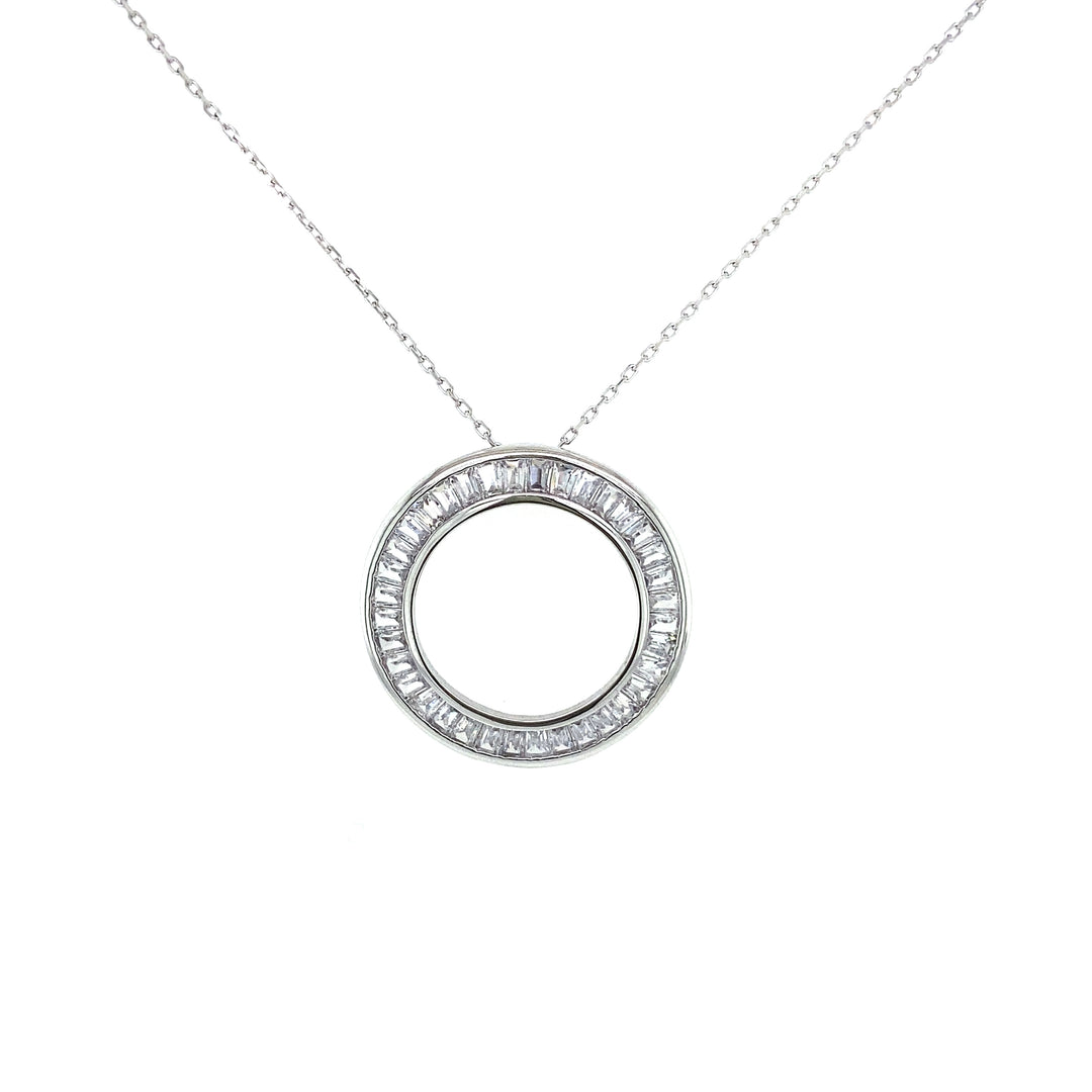 Circle Baguette Pendant Necklace
