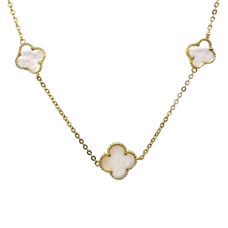 Mother Of Pearl Seven Clover Necklace