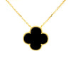 Single Black Onyx Clover Necklace in Gold (Small & Medium)