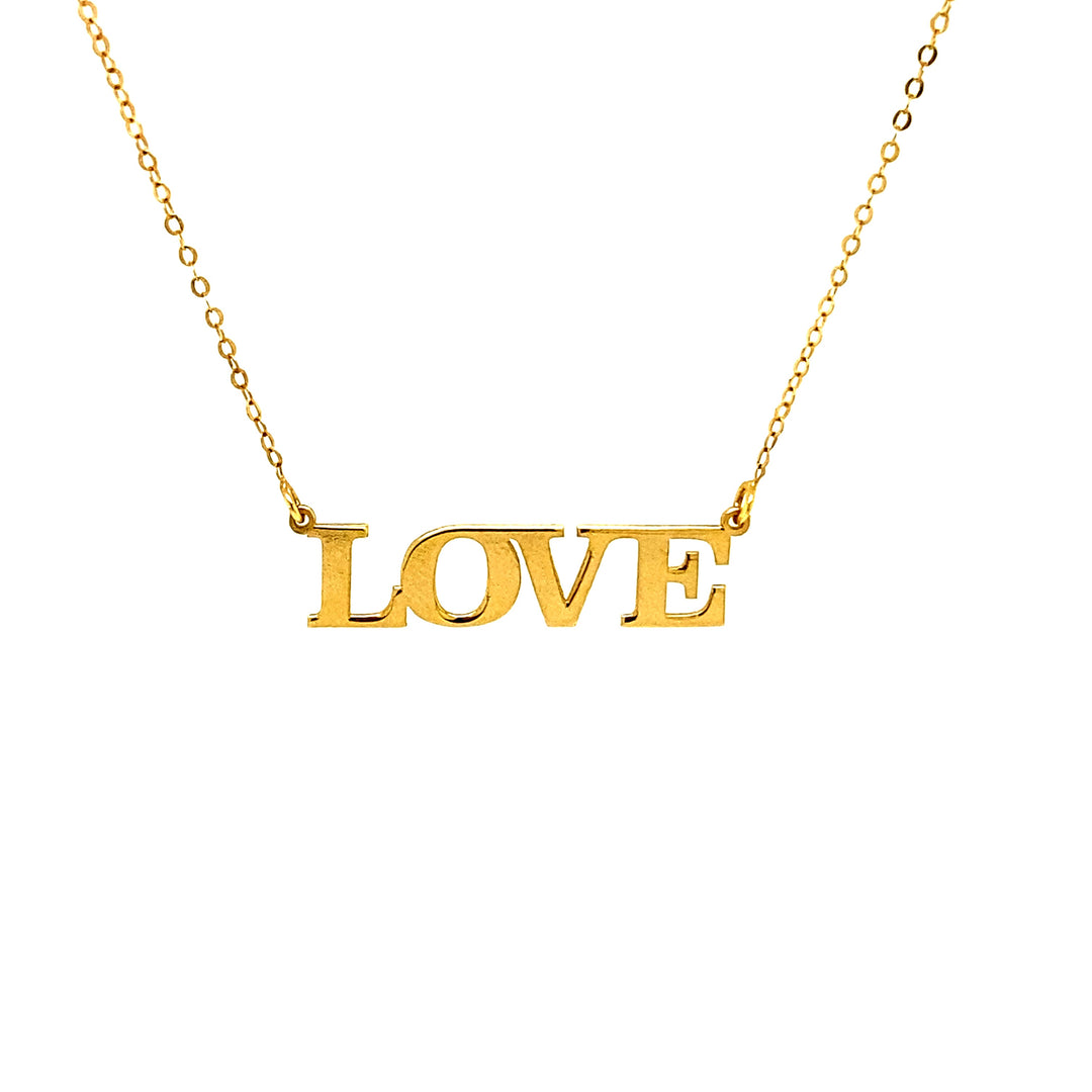 LOVE Necklace 14K Block Lettering