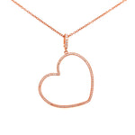 Tilted Heart Pendant Necklace In Rose Gold
