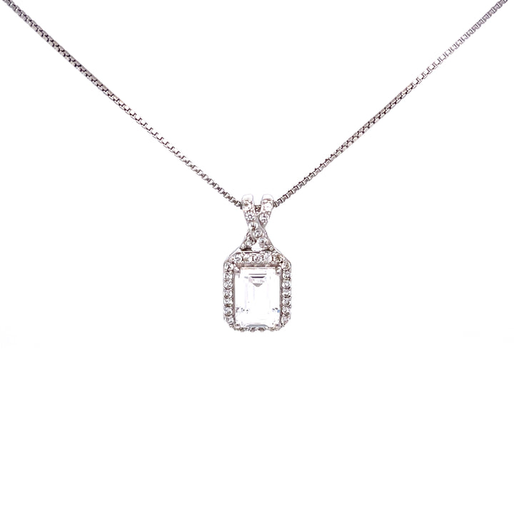 White Sapphire Pendant Necklace