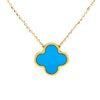 14K Gold Medium Turquoise Clover Necklace