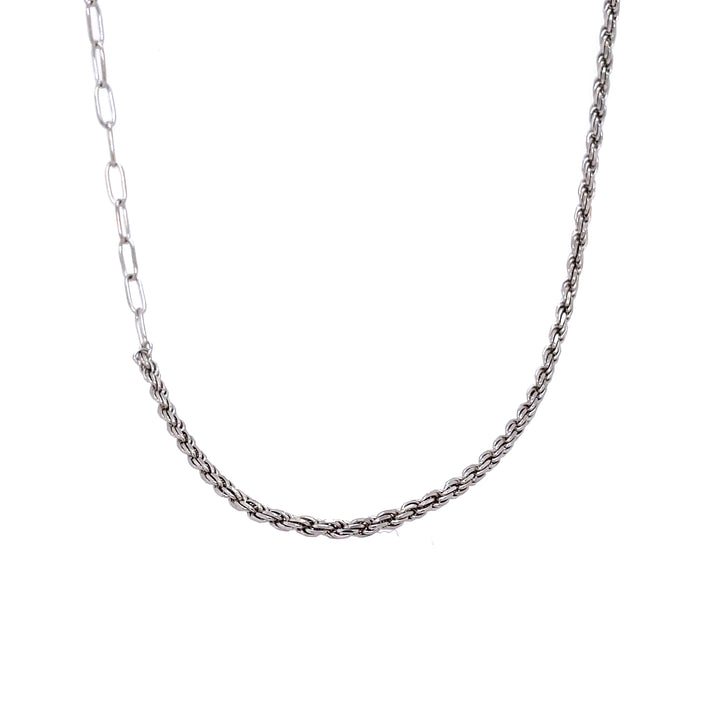 Mini Link & Twisted Chain Necklace (Silver)