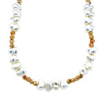 Heart Shaped Pearl and Gold Bead Necklace
