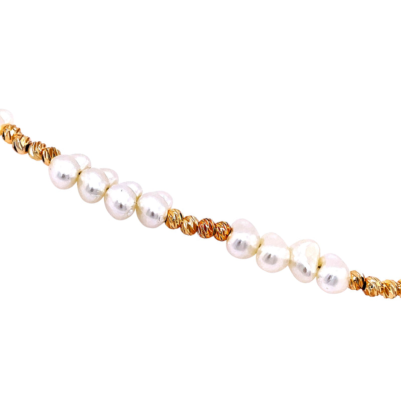 Heart Shaped Pearl and Gold Bead Necklace