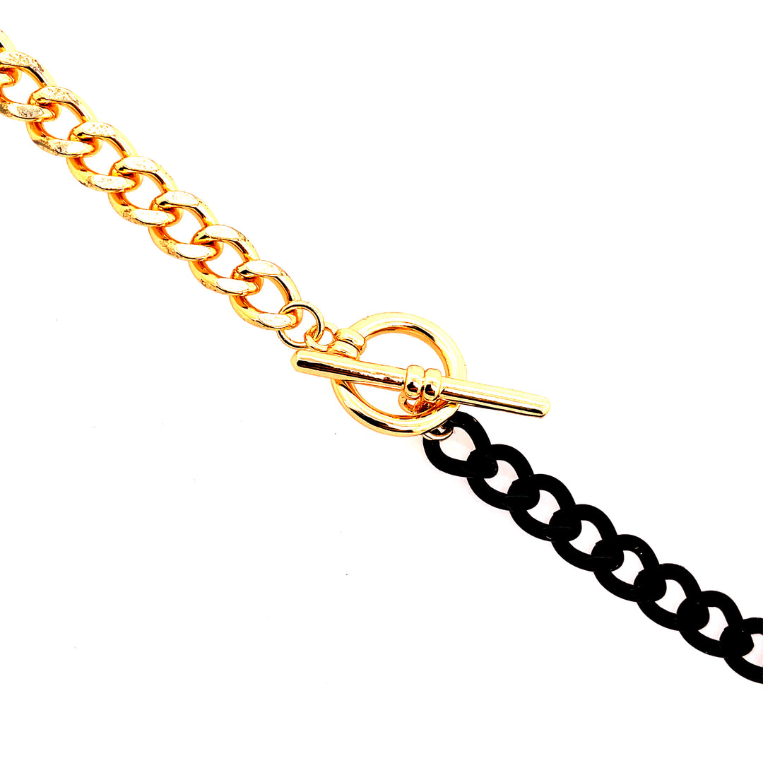 Half Enamel and Gold Chain Necklace