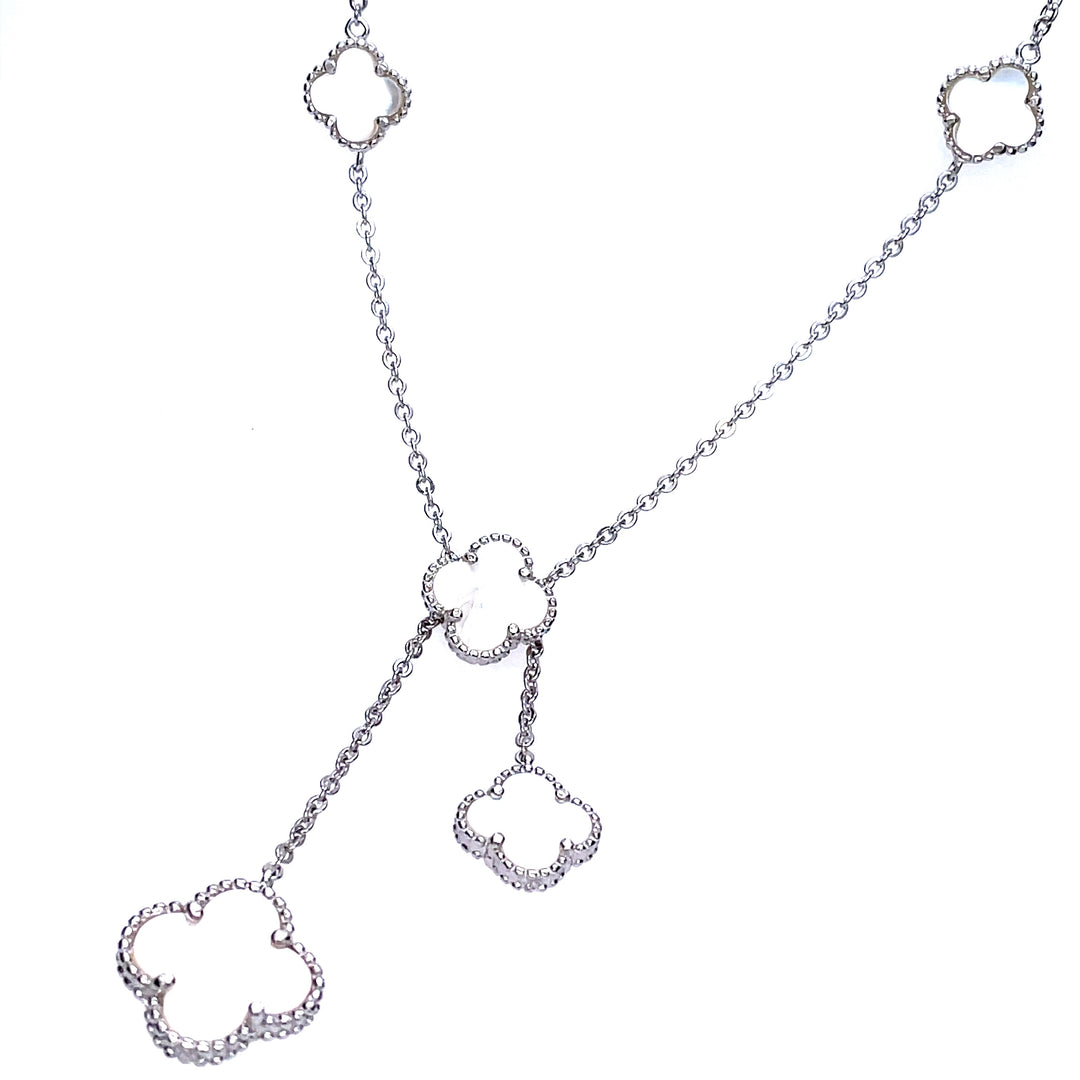 Lariat Mother-of-Pearl Clover Necklace