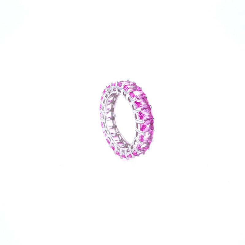 Pink Baguette CZ Band Ring