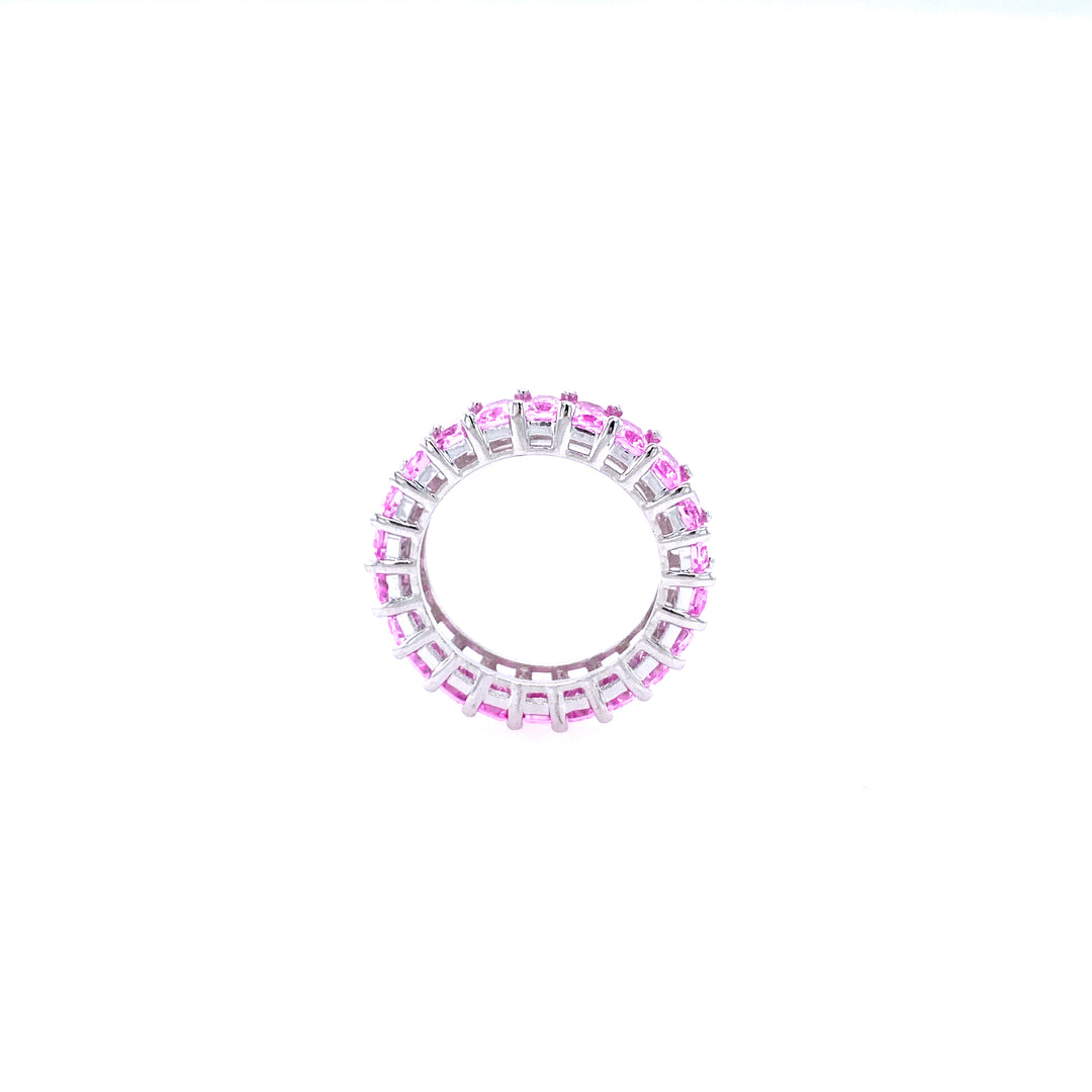Pink Baguette CZ Band Ring