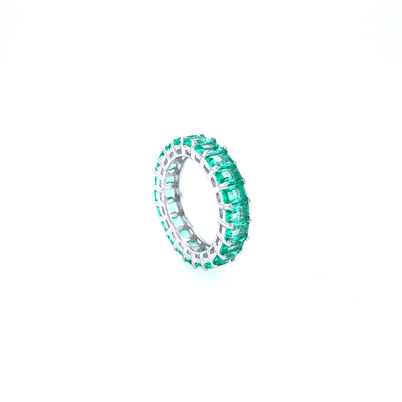 Pale Green Baguette CZ Band Ring