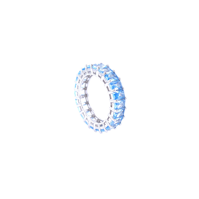 Baby Blue Baguette CZ Band Ring