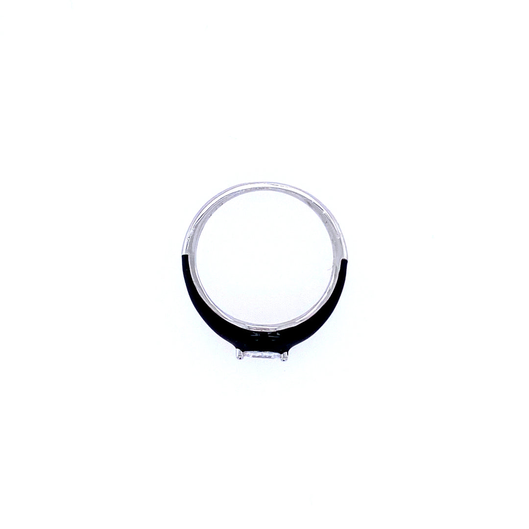 Black Enamel Ring With CZ