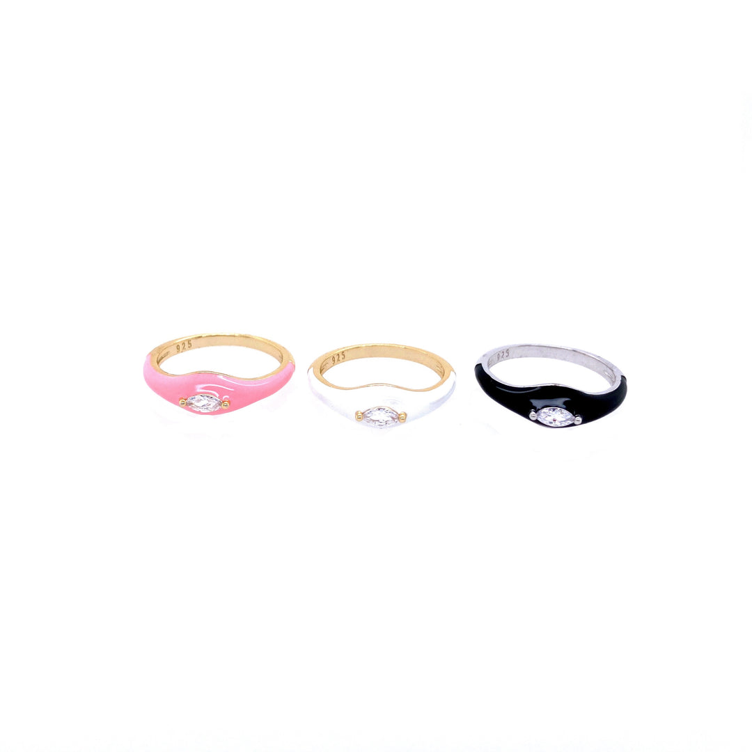 Pink Enamel Ring With CZ