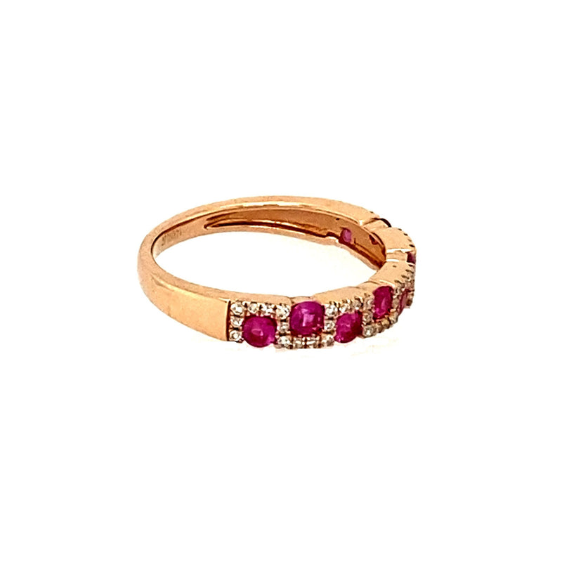 14K Gold Diamond & Ruby Elegant Band Ring