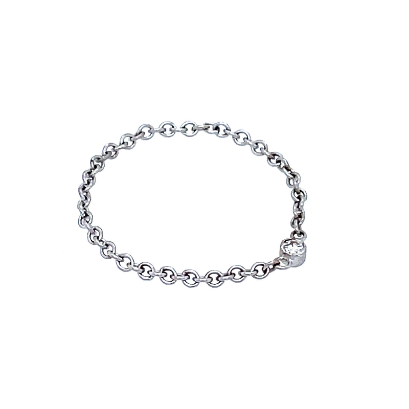 14K White Gold Chain Ring with Diamond