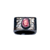 Oxidized Statement Ring With Pale Pink Stone
